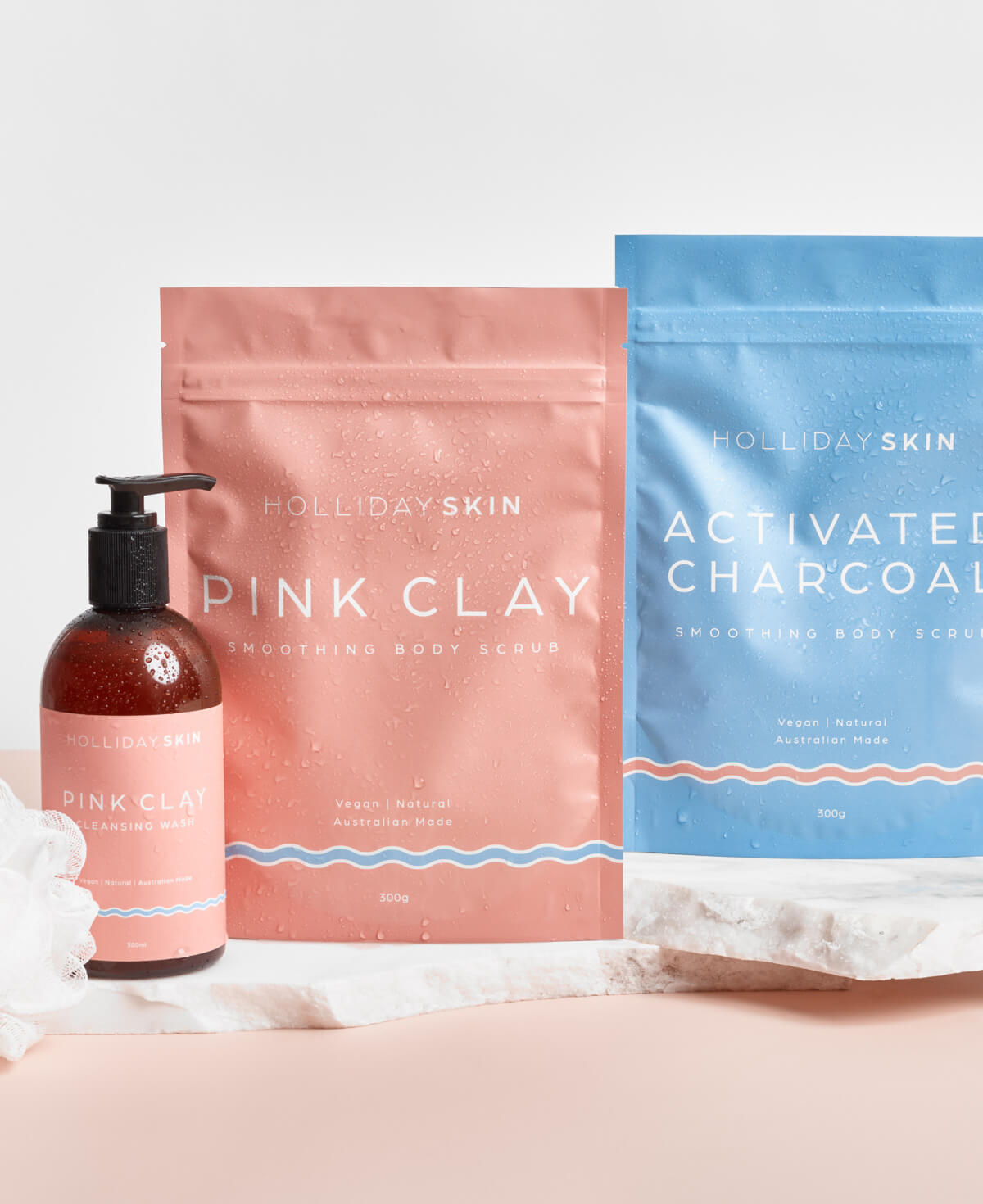 Pink Clay Scrub, Charcoal Scrub & Cleanser Bundle